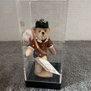 Little Gem Teddy Bear Miniature Robin Hood Biw Arrow W / Case & Tag Signed Limit